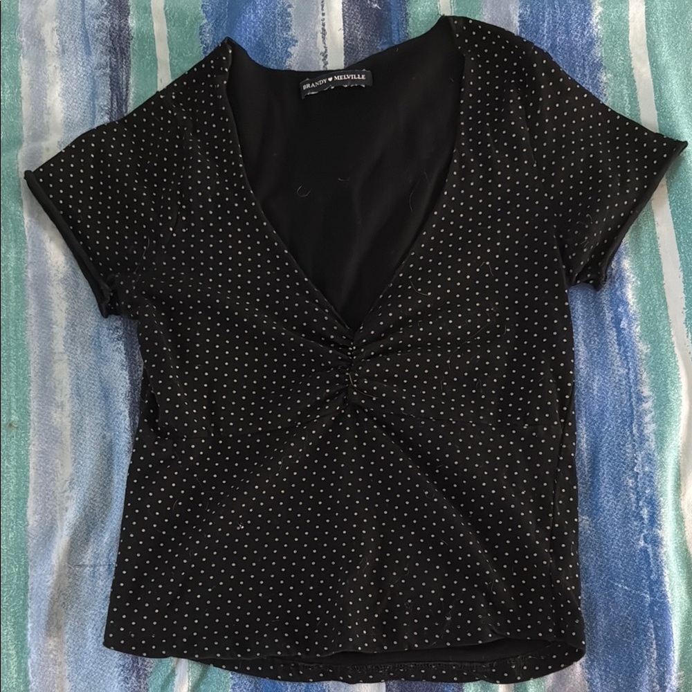 brandy Melville Black Polka Dot Top